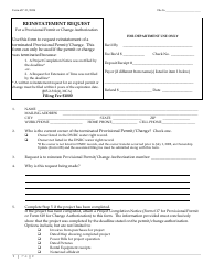 Form 637 Reinstatement Request for a Provisional Permit or Change Authorization - Montana