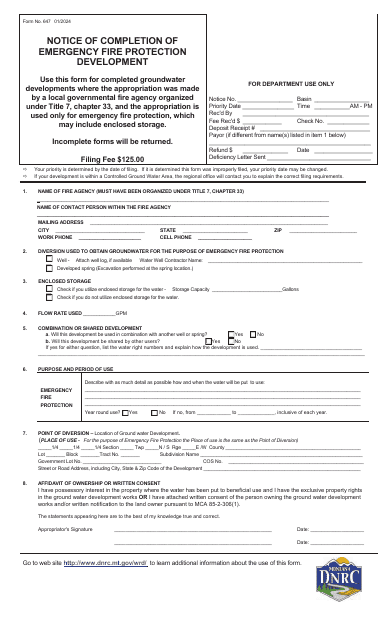 Form 647  Printable Pdf