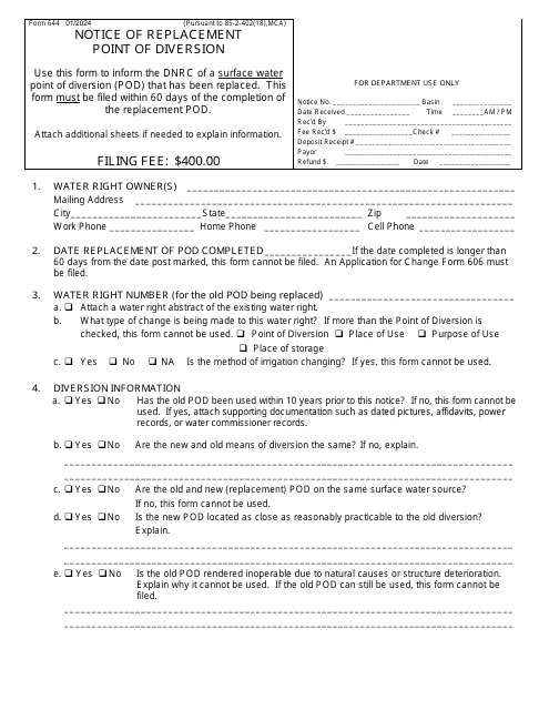 Form 644  Printable Pdf