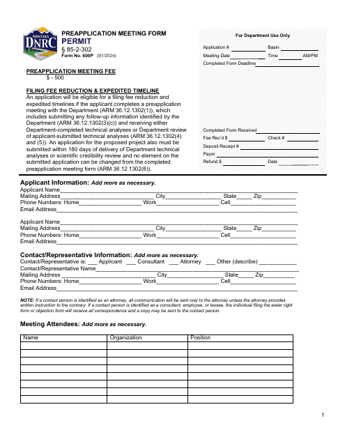 Form 600P  Printable Pdf