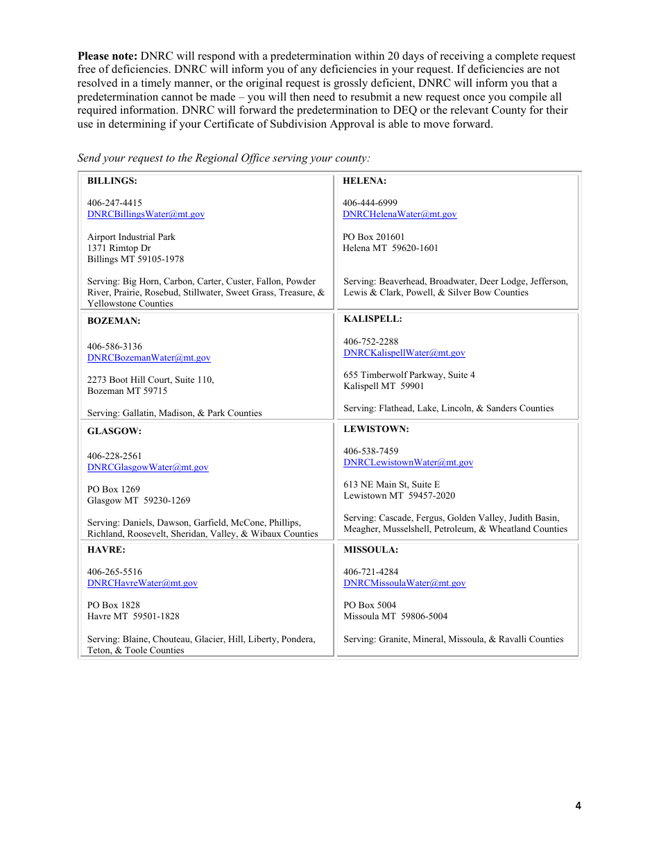 Dnrc Water Right Predetermination Request - Montana, Page 4