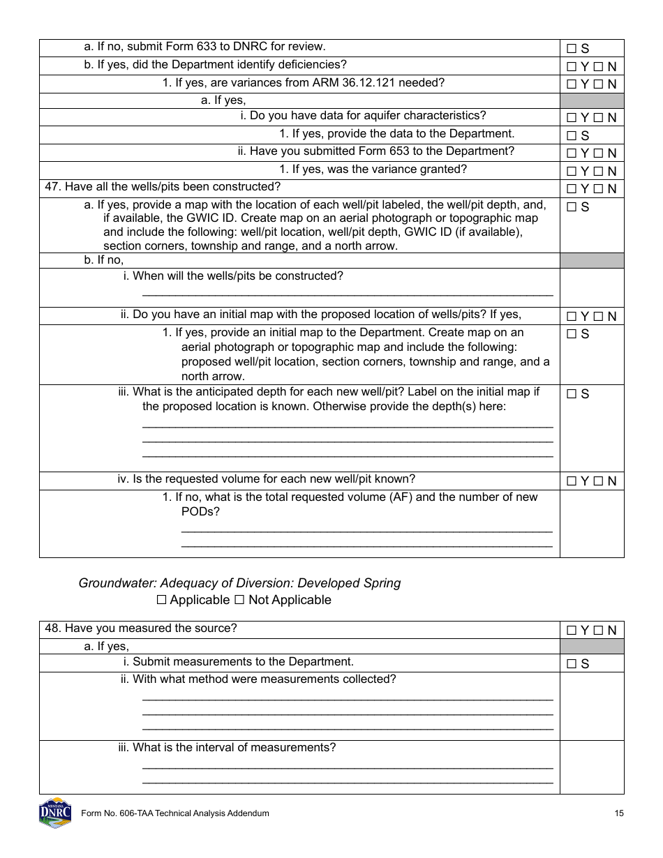 Form 606-TAA Application to Change a Water Right Technical Analysis Addendum - Montana, Page 15