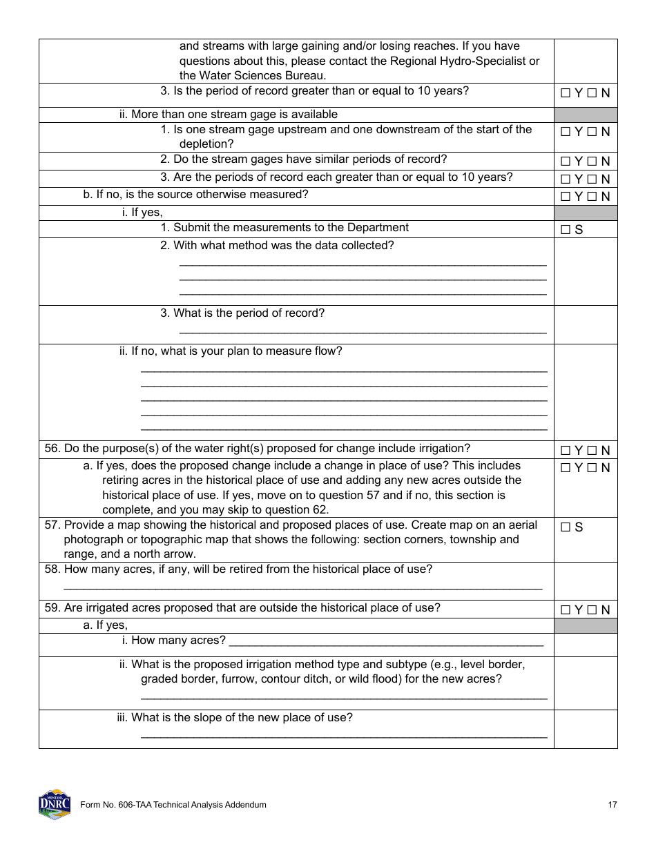 Form 606-TAA Application to Change a Water Right Technical Analysis Addendum - Montana, Page 17