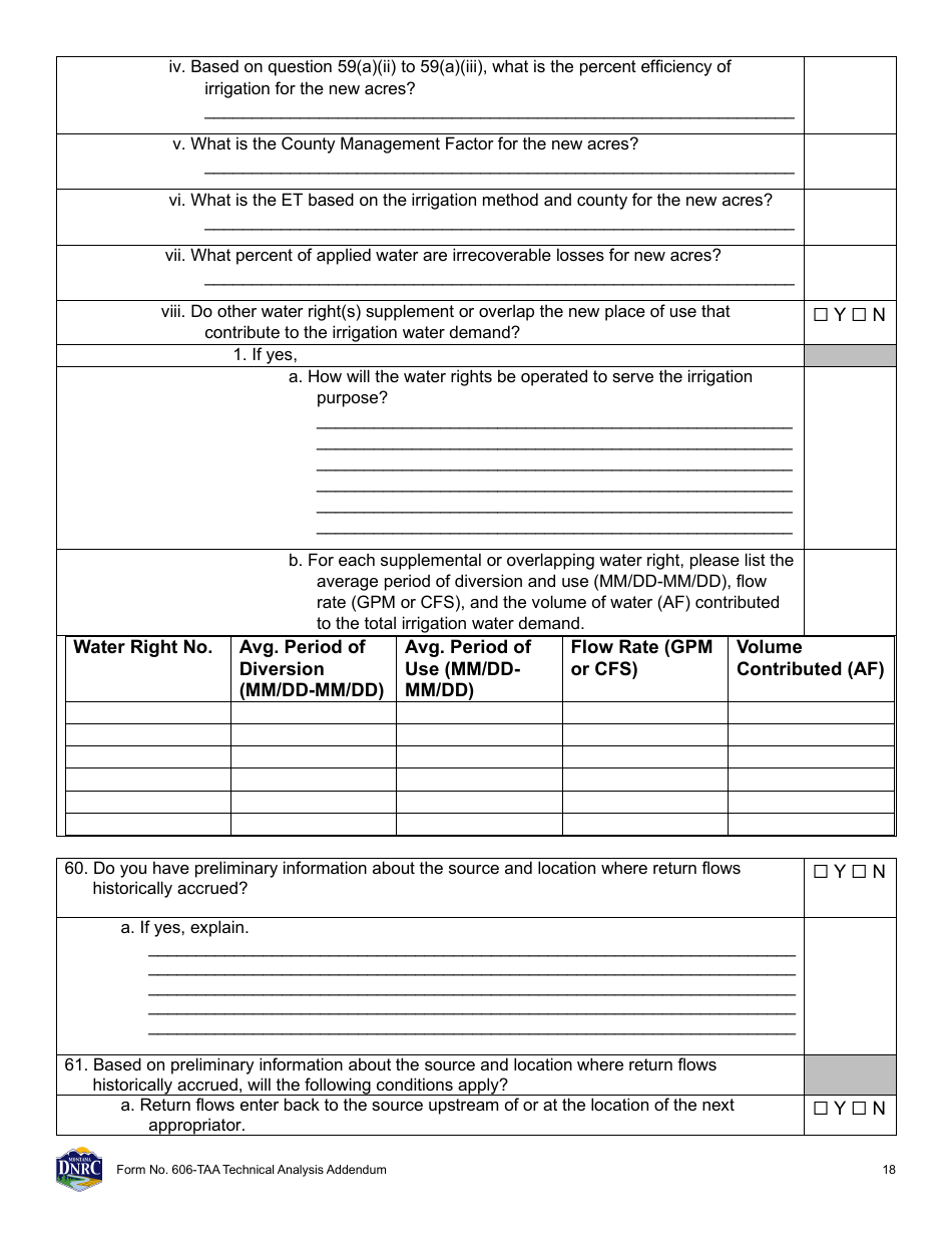 Form 606-TAA Application to Change a Water Right Technical Analysis Addendum - Montana, Page 18