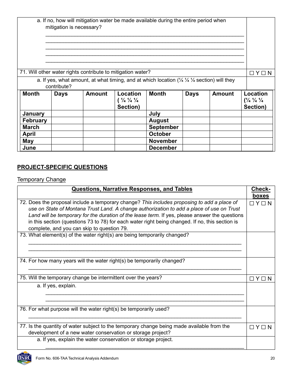 Form 606-TAA Application to Change a Water Right Technical Analysis Addendum - Montana, Page 20