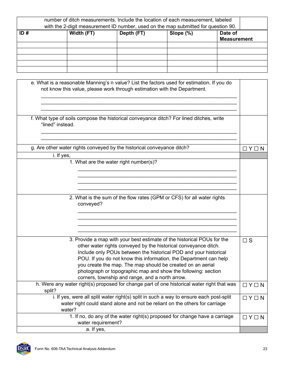 Form 606-TAA Application to Change a Water Right Technical Analysis Addendum - Montana, Page 23