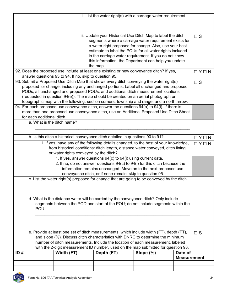 Form 606-TAA Application to Change a Water Right Technical Analysis Addendum - Montana, Page 24