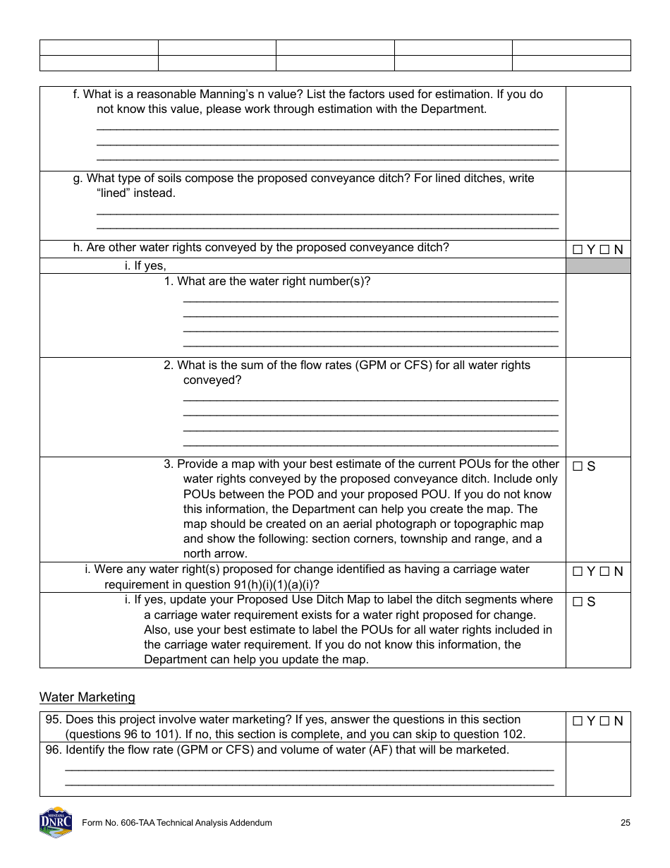 Form 606-TAA Application to Change a Water Right Technical Analysis Addendum - Montana, Page 25