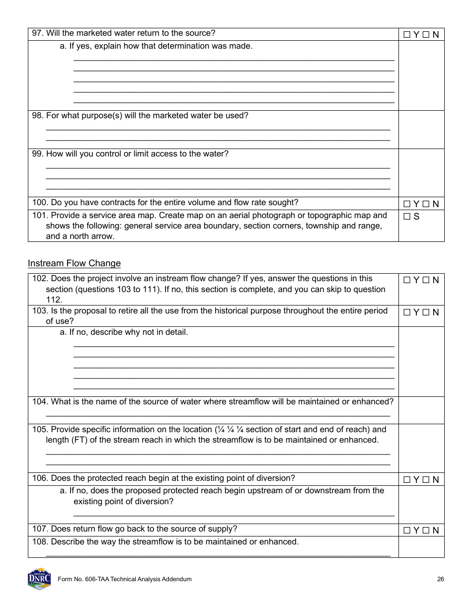 Form 606-TAA Application to Change a Water Right Technical Analysis Addendum - Montana, Page 26