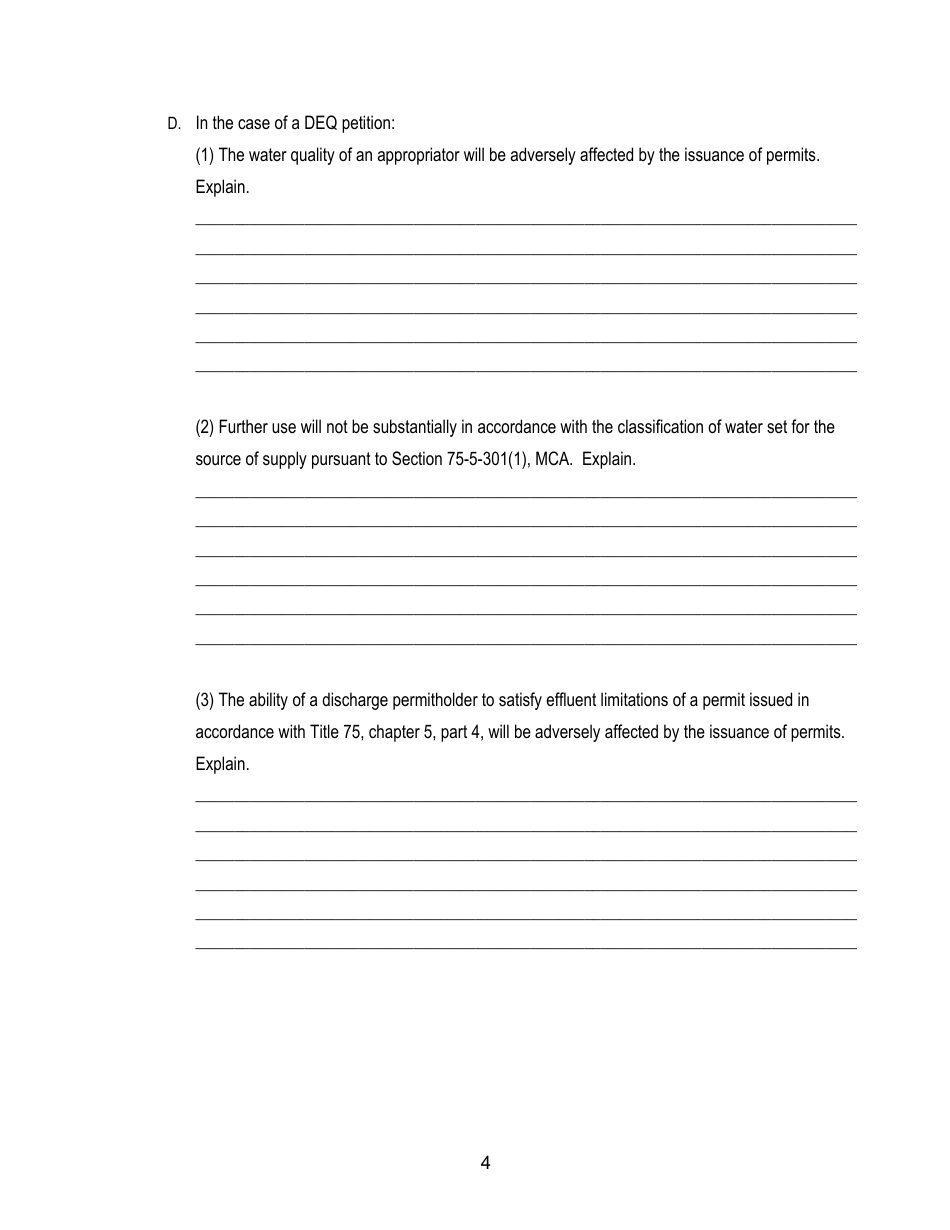 Form 631 Petition for Closure of a Highly Appropriated Basin - Montana, Page 4