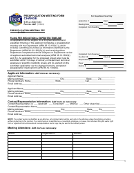 Document preview: Form 606P Preapplication Meeting Form - Water Right Change - Montana