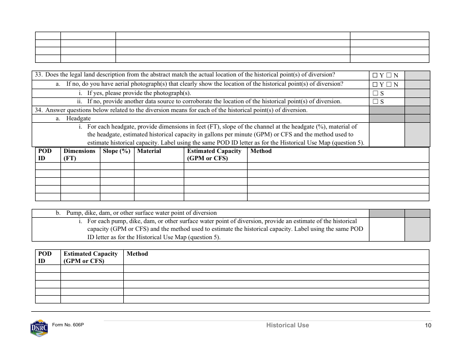 Form 606P Preapplication Meeting Form - Water Right Change - Montana, Page 10