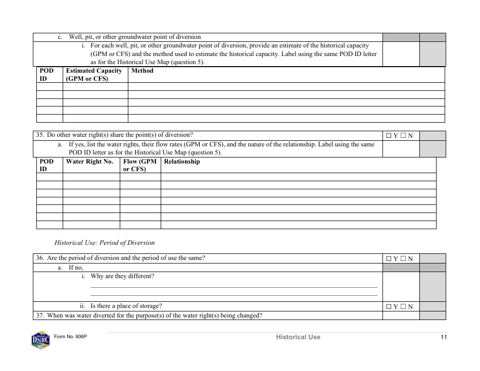 Form 606P Preapplication Meeting Form - Water Right Change - Montana, Page 11