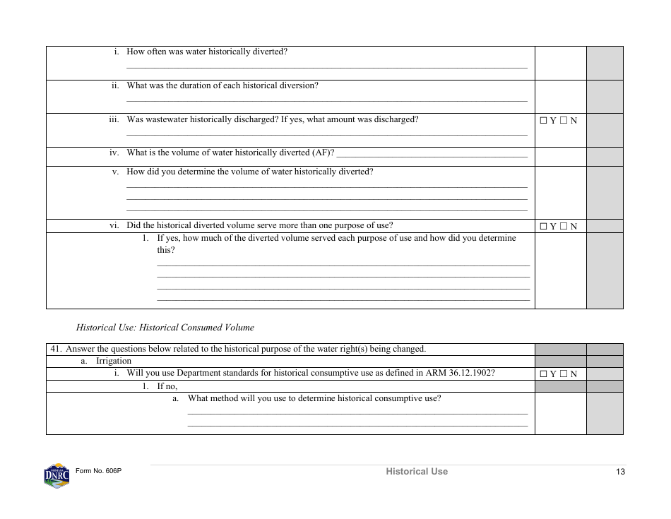 Form 606P Preapplication Meeting Form - Water Right Change - Montana, Page 13