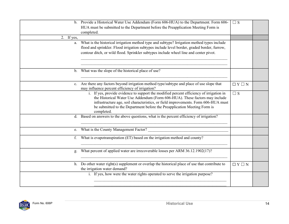 Form 606P Preapplication Meeting Form - Water Right Change - Montana, Page 14