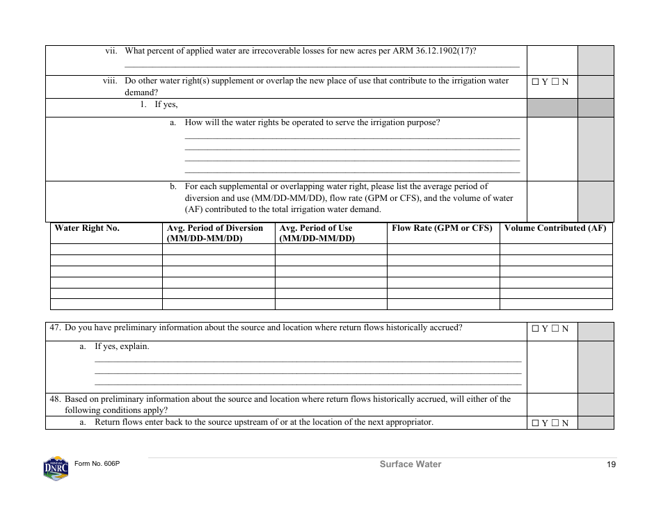 Form 606P Preapplication Meeting Form - Water Right Change - Montana, Page 19