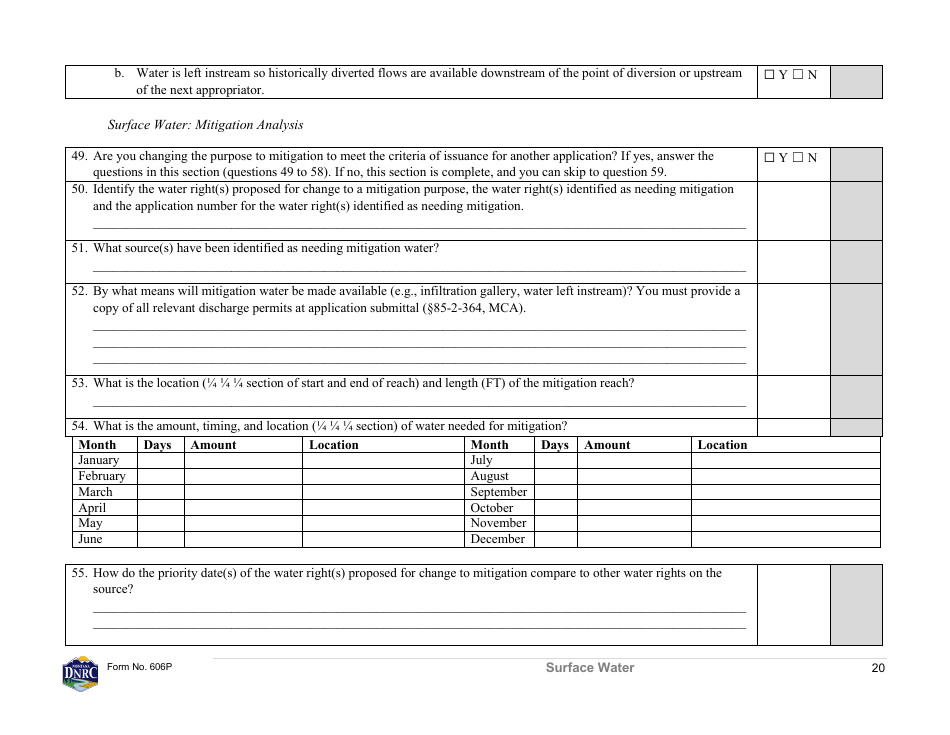 Form 606P Preapplication Meeting Form - Water Right Change - Montana, Page 20