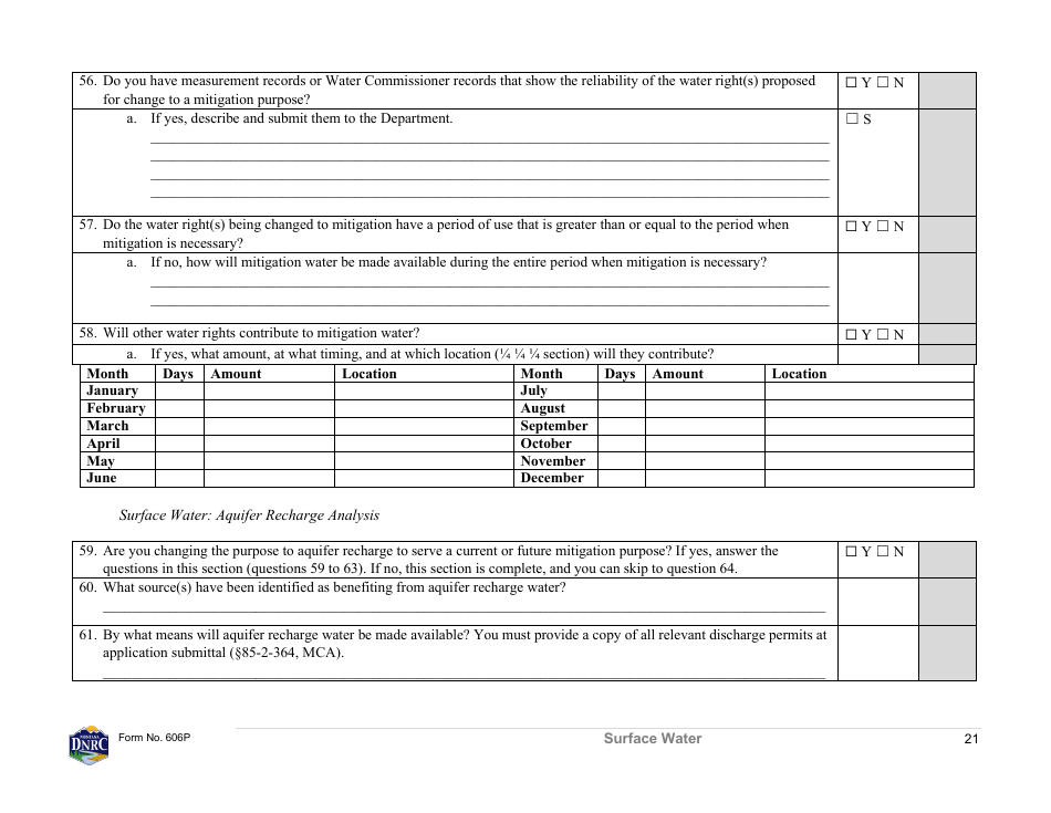 Form 606P Preapplication Meeting Form - Water Right Change - Montana, Page 21