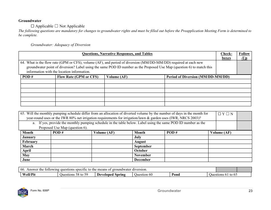 Form 606P Preapplication Meeting Form - Water Right Change - Montana, Page 23