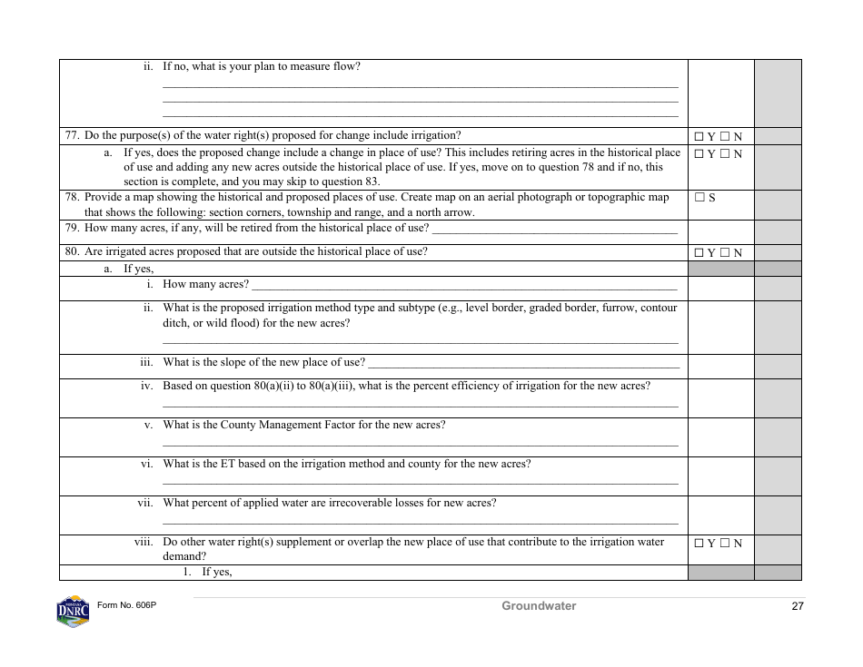 Form 606P Preapplication Meeting Form - Water Right Change - Montana, Page 27