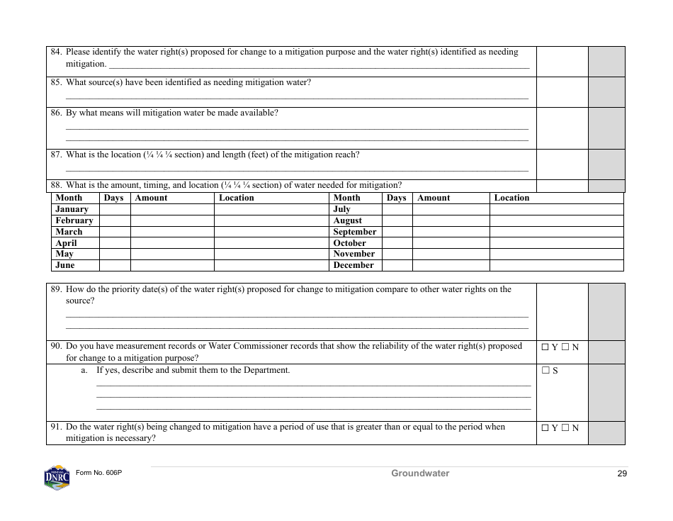 Form 606P Preapplication Meeting Form - Water Right Change - Montana, Page 29
