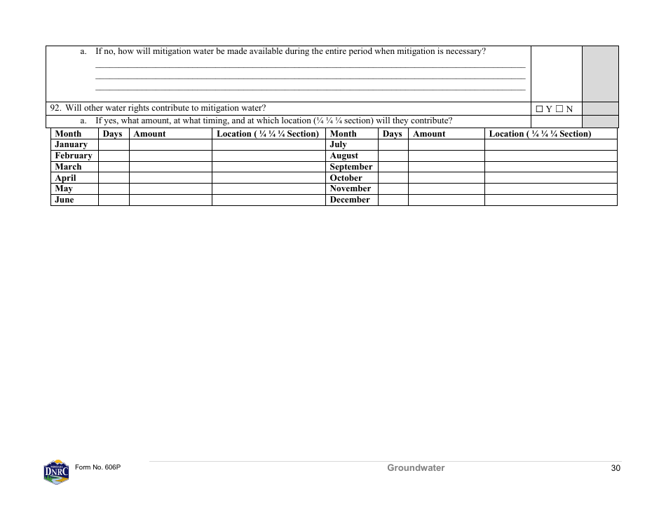 Form 606P Preapplication Meeting Form - Water Right Change - Montana, Page 30