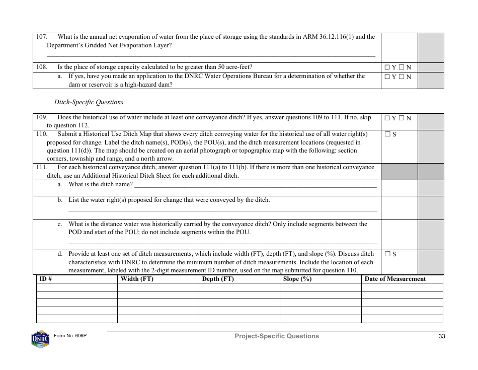 Form 606P Preapplication Meeting Form - Water Right Change - Montana, Page 33