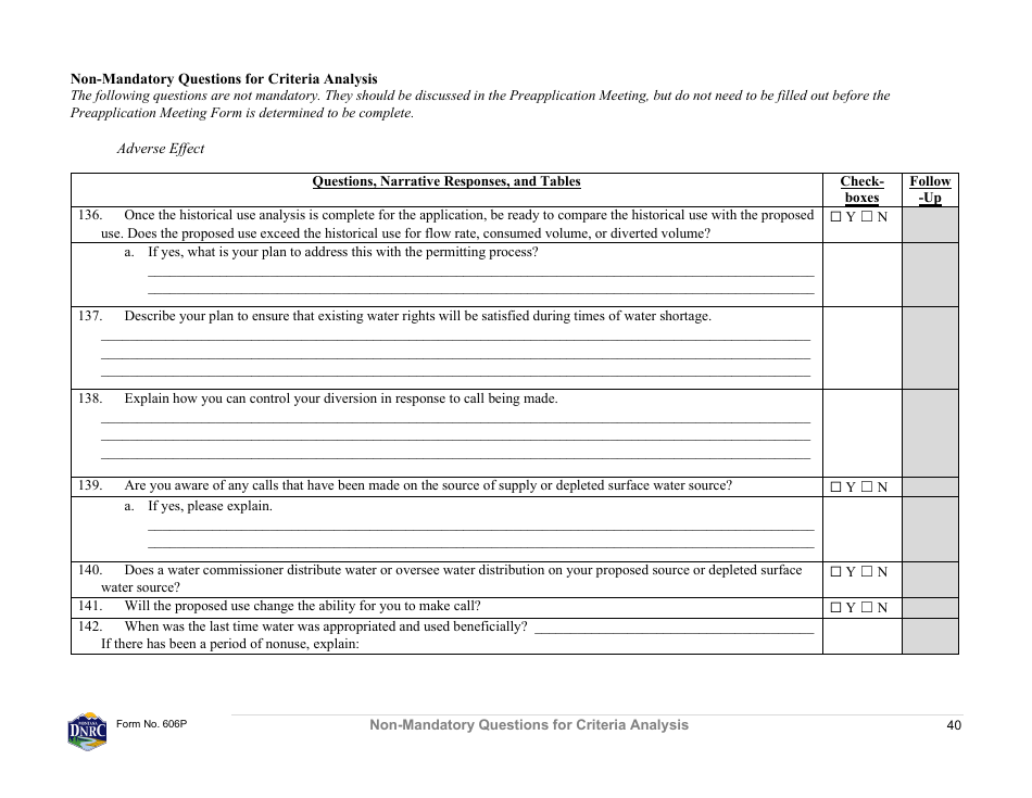 Form 606P Preapplication Meeting Form - Water Right Change - Montana, Page 40