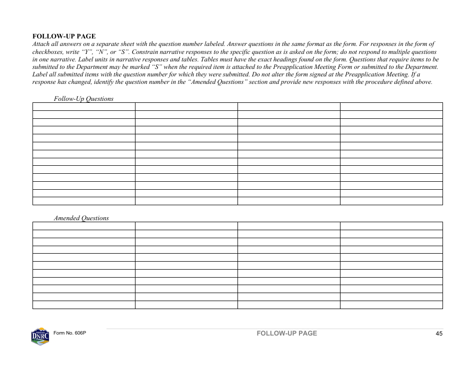 Form 606P Preapplication Meeting Form - Water Right Change - Montana, Page 45