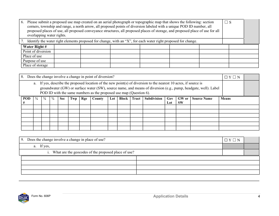 Form 606P Preapplication Meeting Form - Water Right Change - Montana, Page 4