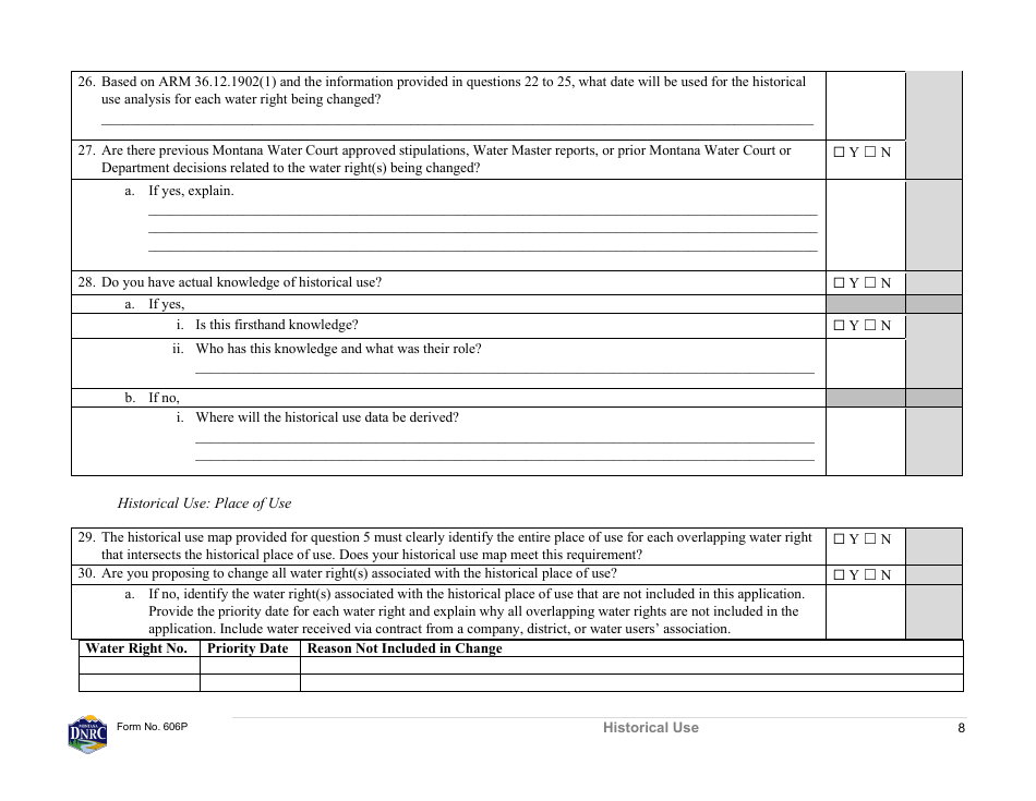 Form 606P Preapplication Meeting Form - Water Right Change - Montana, Page 8