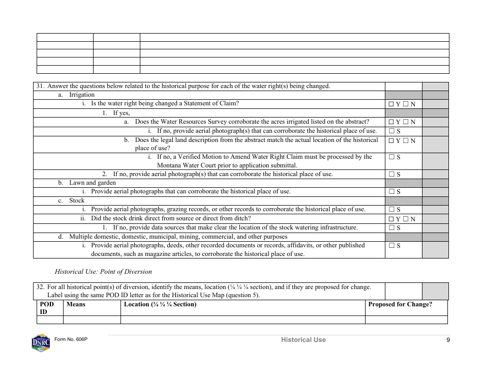 Form 606P Preapplication Meeting Form - Water Right Change - Montana, Page 9