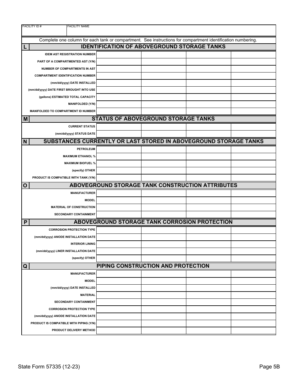 State Form 57335 Notification for Aboveground Storage Tank Systems - Indiana, Page 7