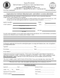 Document preview: Application for Fertilizer Manufacturers' and Sellers' License - Alabama, 2024
