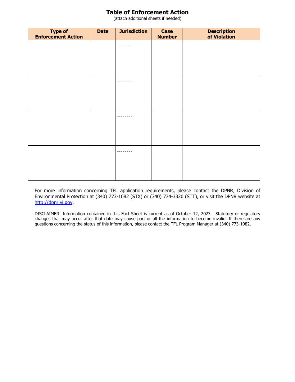 Attachment A Tfl Applicant Compliance Information Form - Virgin Islands, Page 2