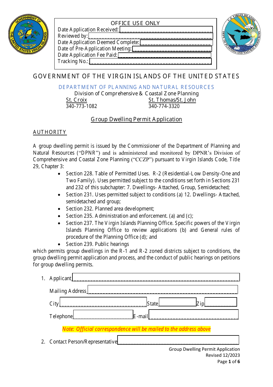 Group Dwelling Permit Application - Virgin Islands, Page 5