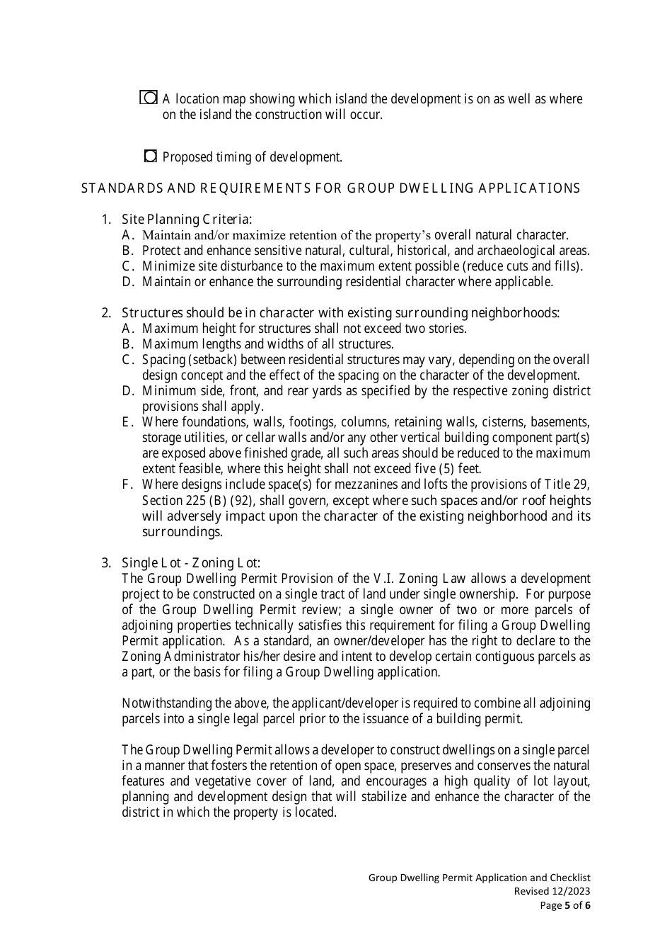 Group Dwelling Permit Application - Virgin Islands, Page 9