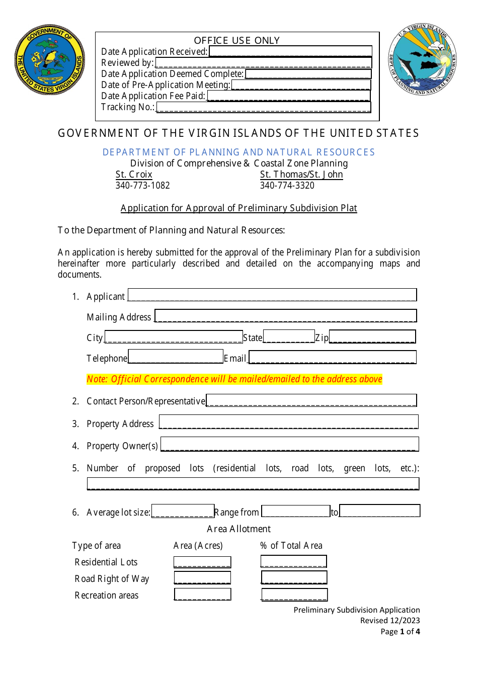 Application for Approval of Preliminary Subdivision Plat - Virgin Islands, Page 4