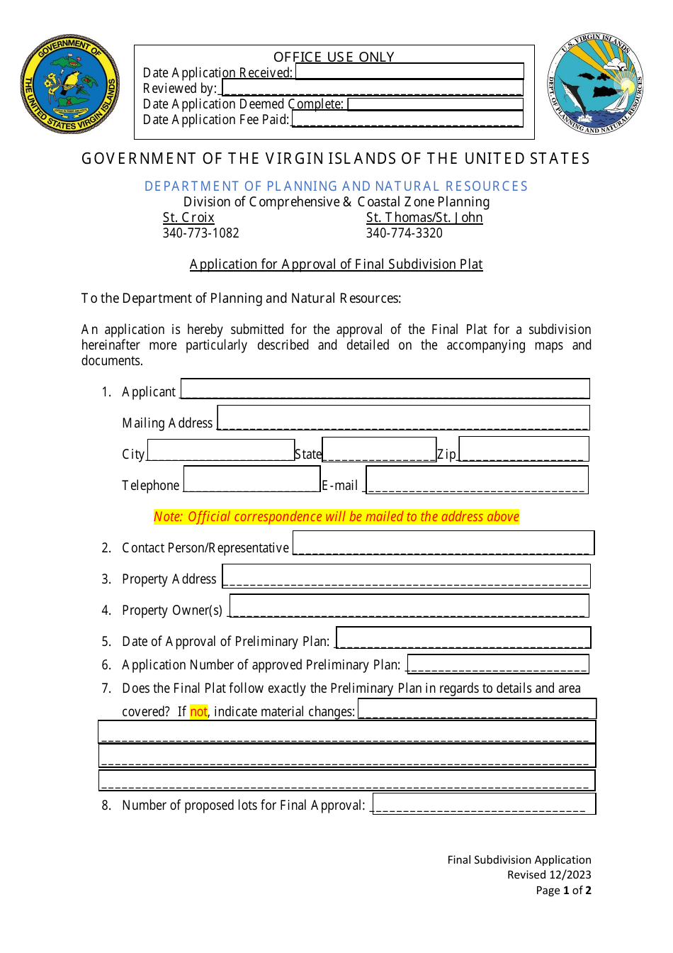 Application for Approval of Preliminary Subdivision Plat - Virgin Islands, Page 8