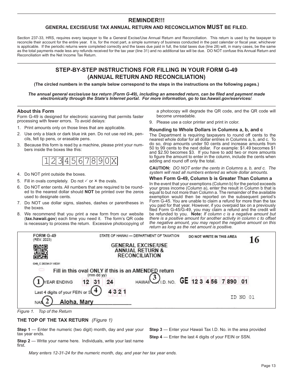 Instructions for Form G-45, G-49 - Hawaii, Page 13