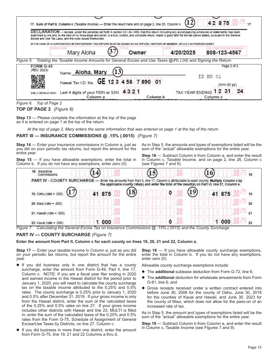 Instructions for Form G-45, G-49 - Hawaii, Page 15