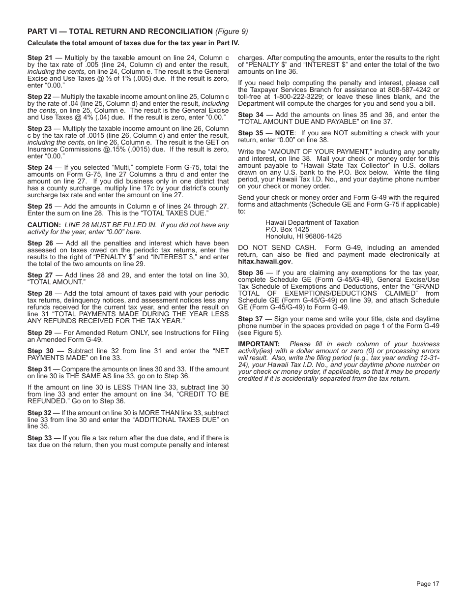 Instructions for Form G-45, G-49 - Hawaii, Page 17