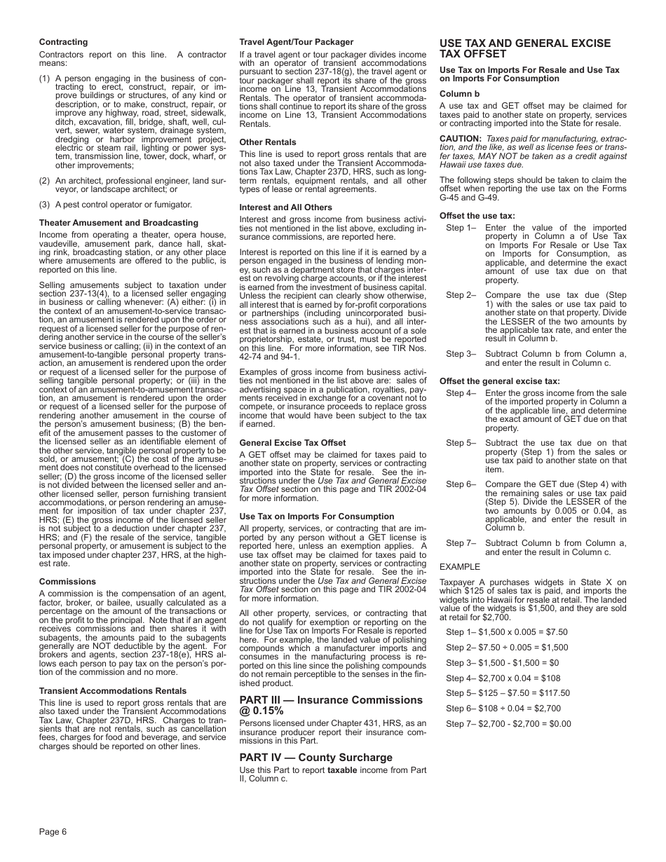 Instructions for Form G-45, G-49 - Hawaii, Page 6