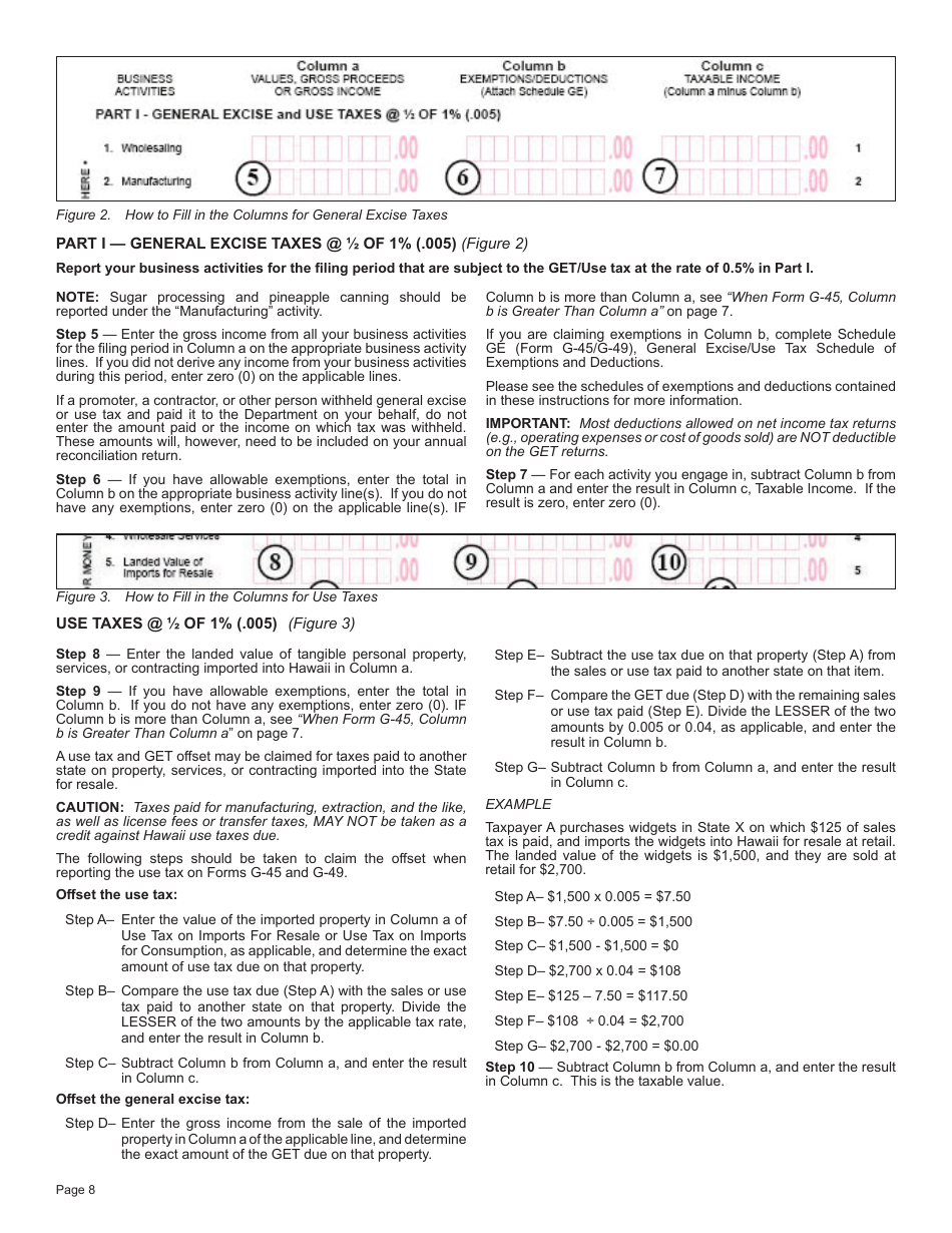 Instructions for Form G-45, G-49 - Hawaii, Page 8