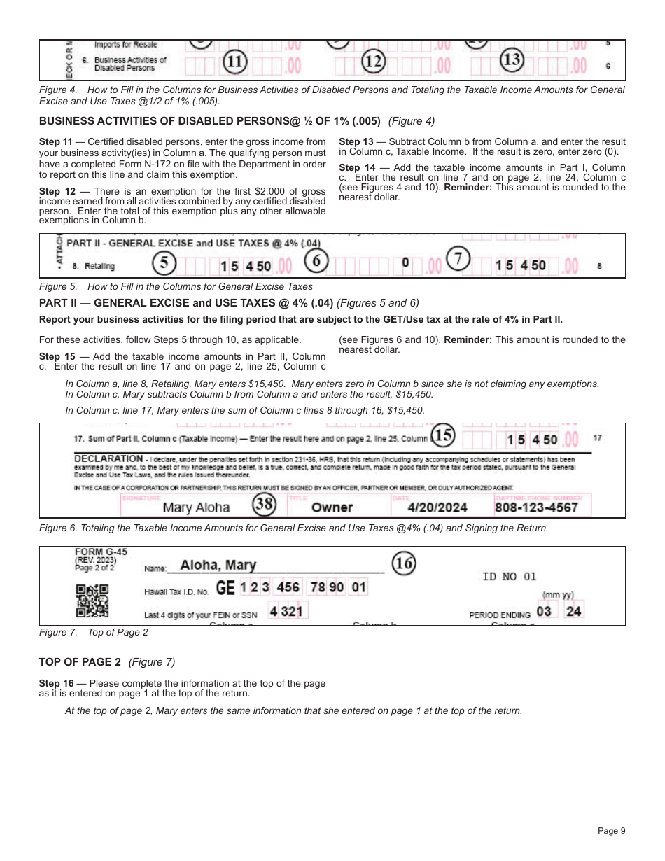 Instructions for Form G-45, G-49 - Hawaii, Page 9