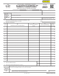 Form N-40T Allocation of Estimated Tax Payments to Beneficiaries - Hawaii