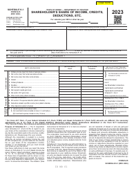 Document preview: Form N-35 Schedule K-1 Shareholder's Share of Income, Credits, Deductions, Etc. - Hawaii, 2023