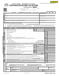 Document preview: Form N-30 Corporation Income Tax Return - Hawaii, 2023