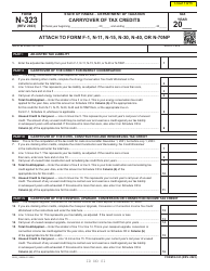 Form N-323 Carryover of Tax Credits - Hawaii