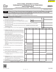 Document preview: Form N-220 Underpayment of Estimated Tax by Corporations and S Corporations - Hawaii, 2023